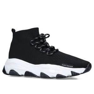 🆕 Kurt Geiger London Mens Lettie Knit Lace Sneakers - Black & White NWT